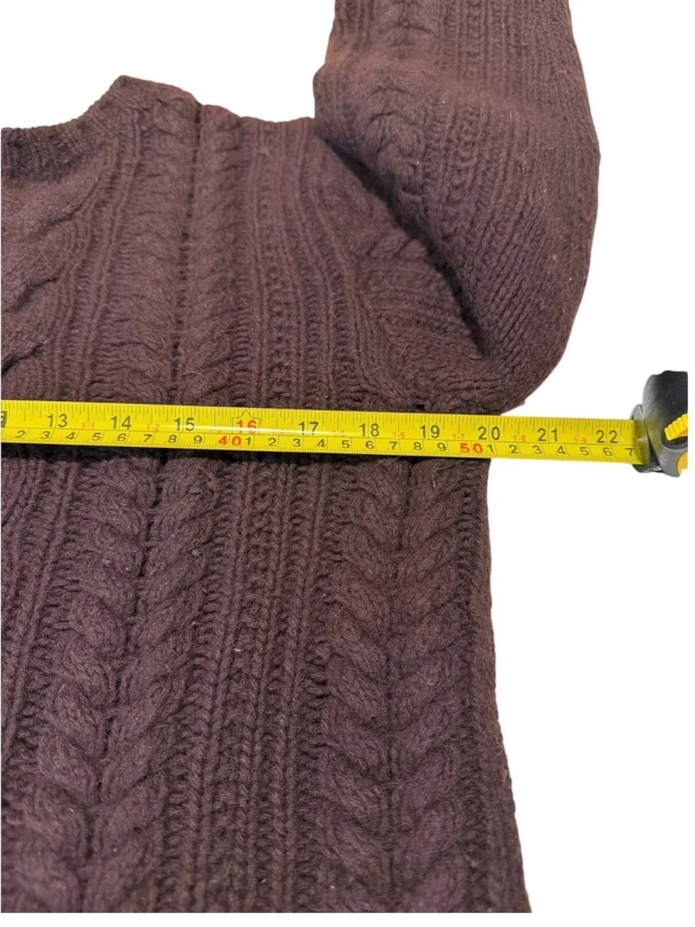 Jcrew brown cable handknit lambswool angora sweater m medium - Picture 5 of 5